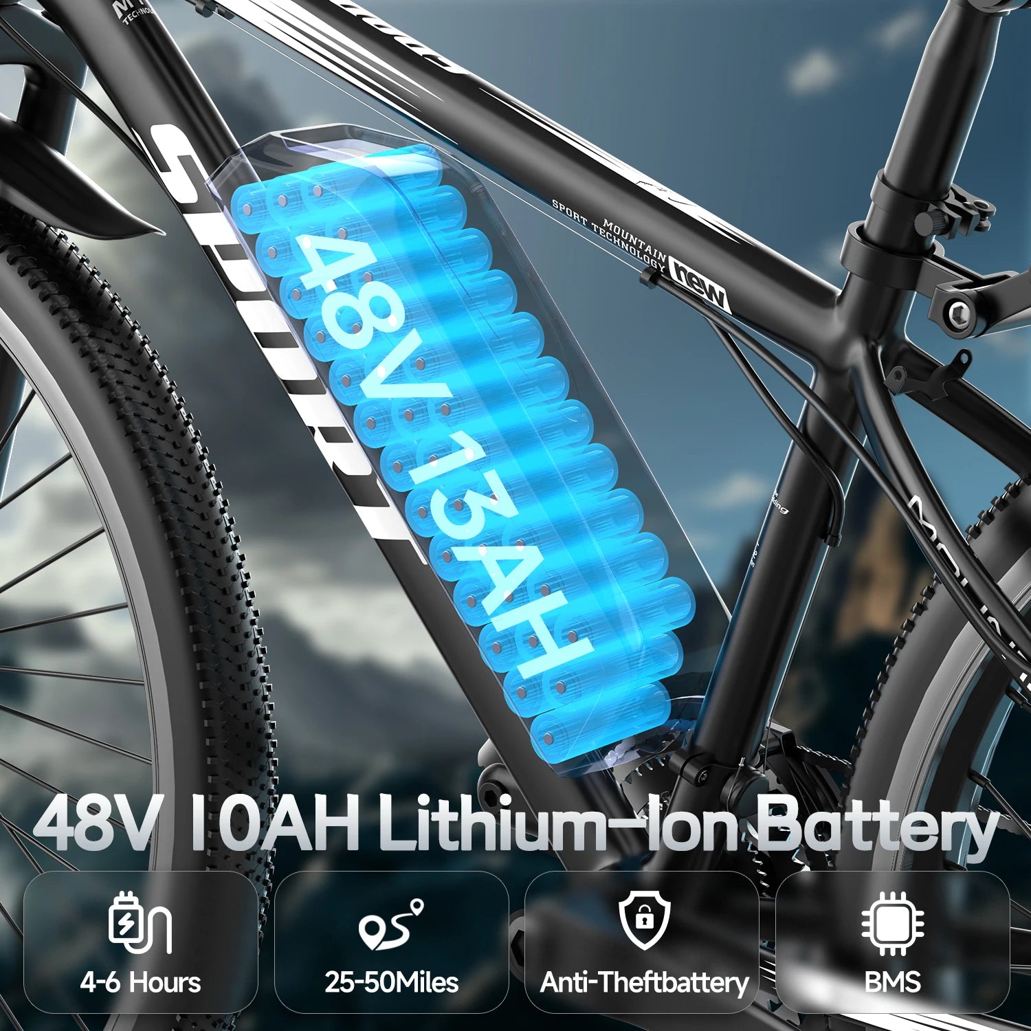 26''Electric Bike,Motorcycle 700W Peak Motor,20MPH 35Miles 480Wh 7-Speed& LCD Display - Ohberri