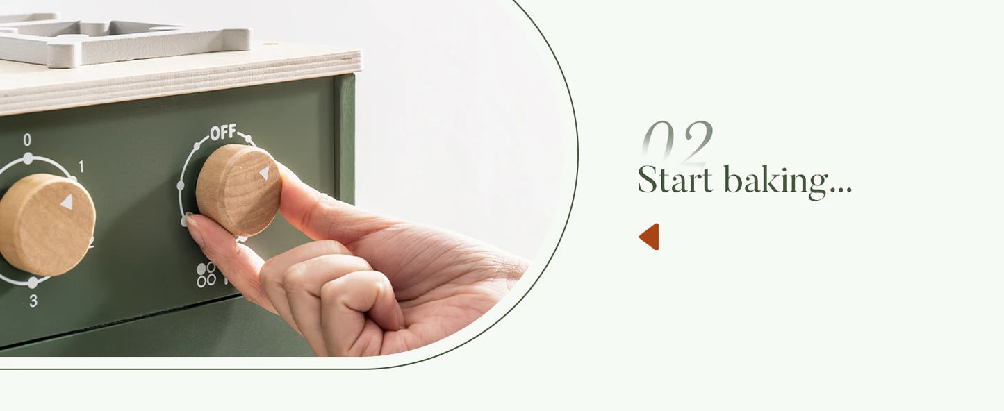 Wooden Toy Oven Kitchen Set Vintage Green - Ohberri