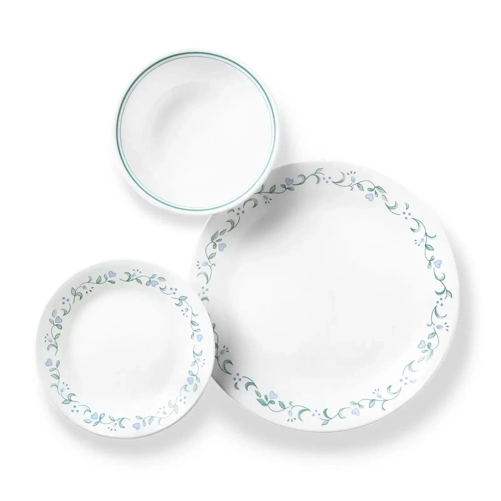 Country Cottage, White and Green Round 12-Piece Dinnerware Set Ohberri