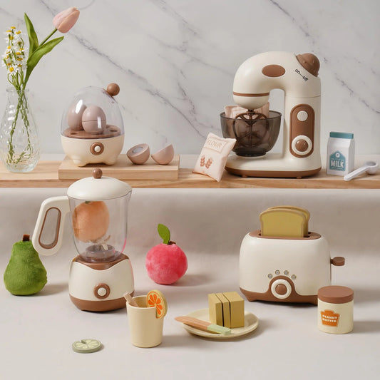 Wooden Toy Kitchen Set Play Kitchen Blender with Realistic Sounds - Ohberri