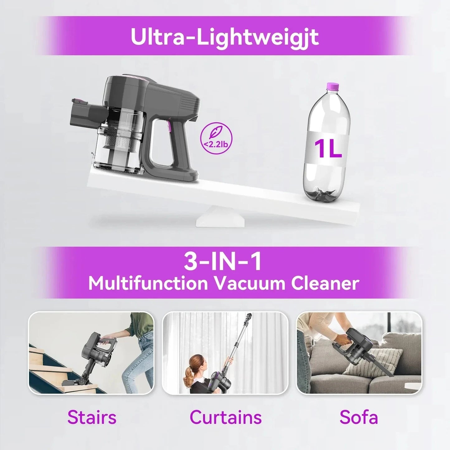 Cordless Vacuum Cleaner Ultra 6 in 1 Lightweight Ohberri