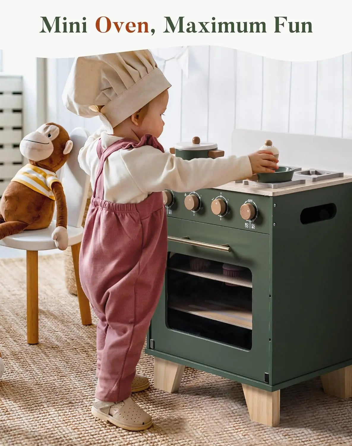 Wooden Toy Oven Kitchen Set Vintage Green - Ohberri