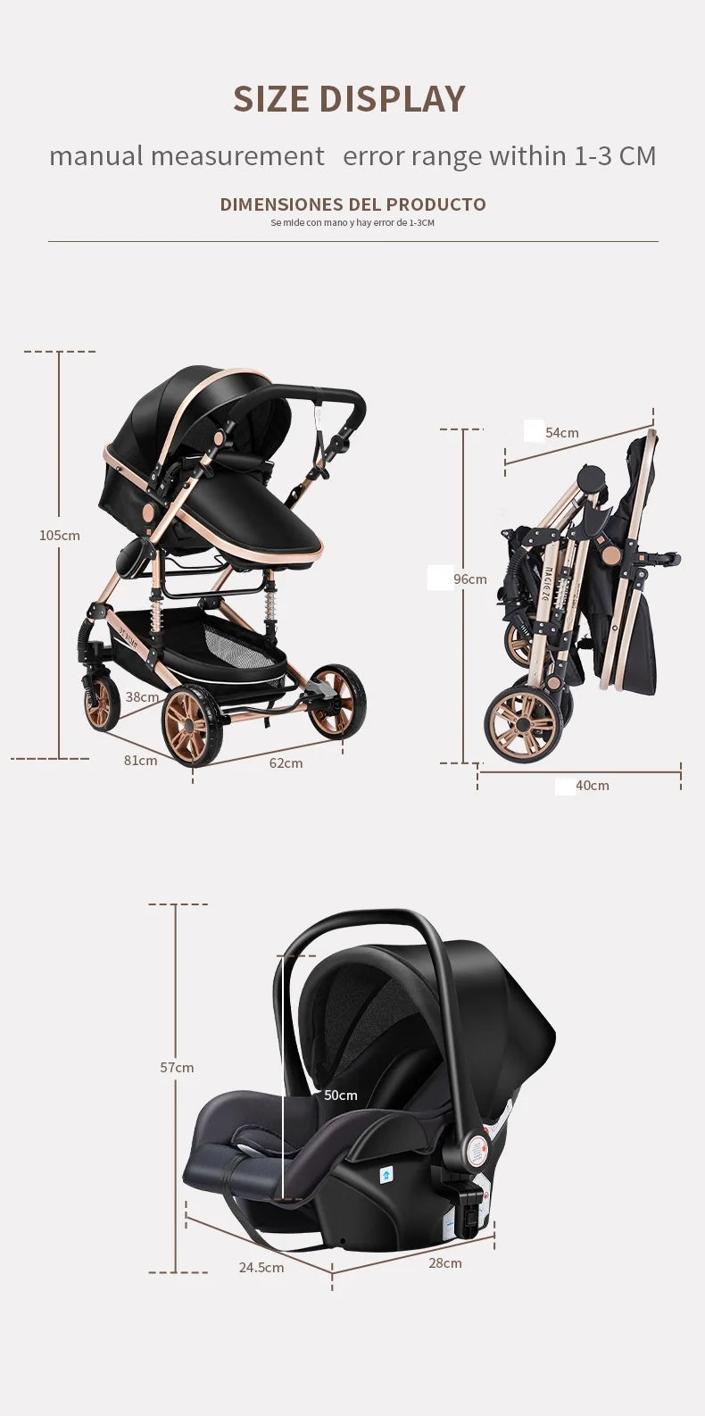 3 in 1 baby  stroller - Ohberri