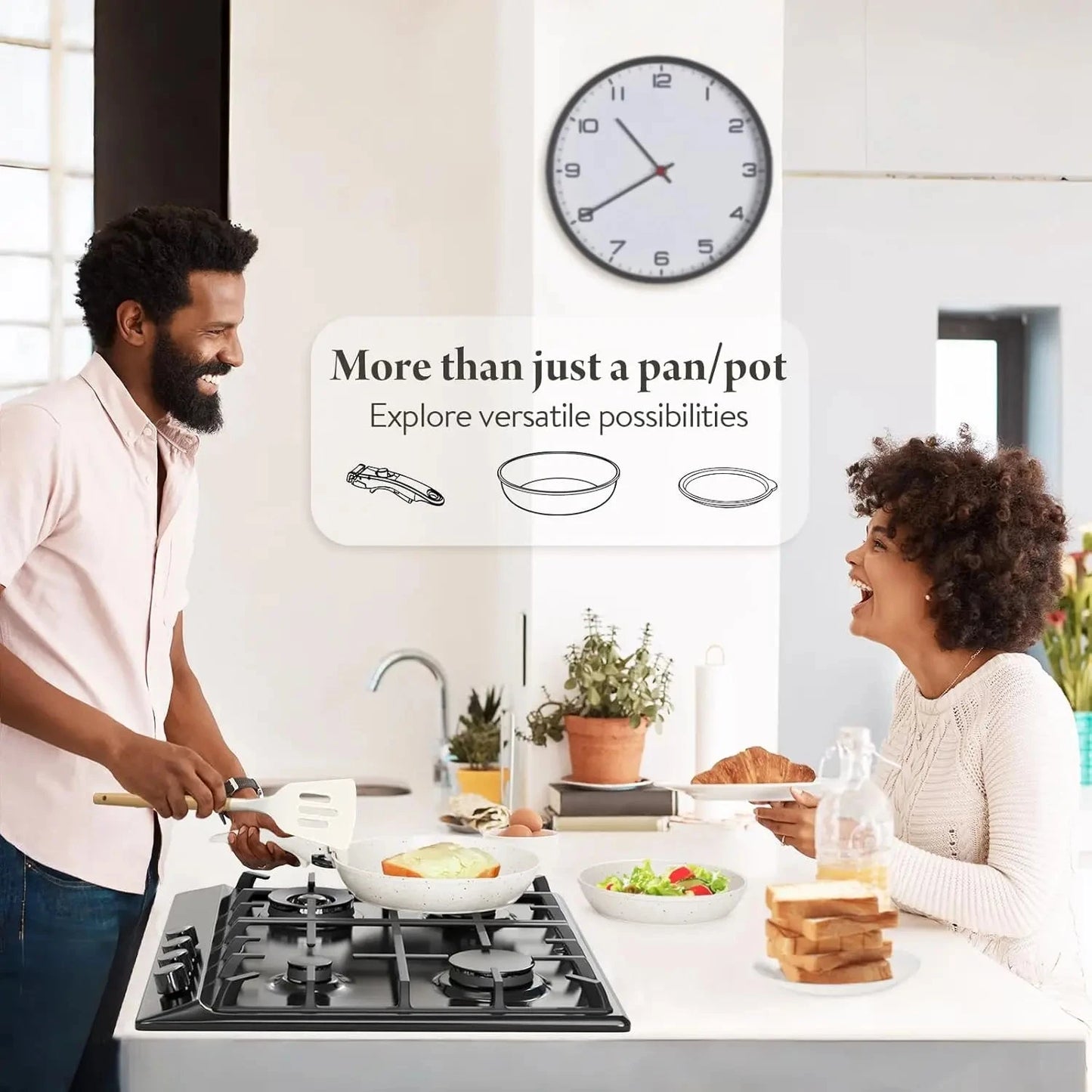 19 Pcs Pots and Pans Set Non Stick Ceramic Cookware Set with Removable Handles Ohberri