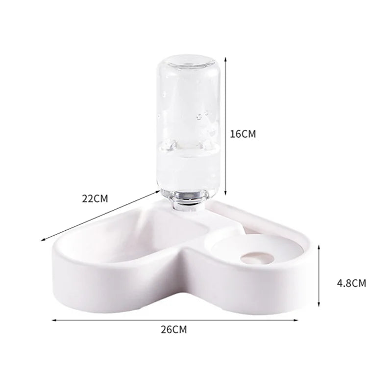 Automatic Drinking Love Pet Bowl Moisture-proof Cat Bowl Dog Basin Dual-use Multi-functional Drinking And Feeding Ohberri