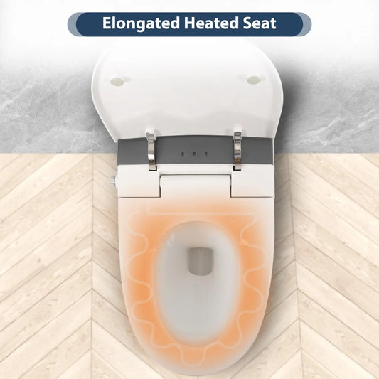 Smart Toilet with Foot Sensor Auto Flush Soft Close Heated Seat Night Light Ohberri