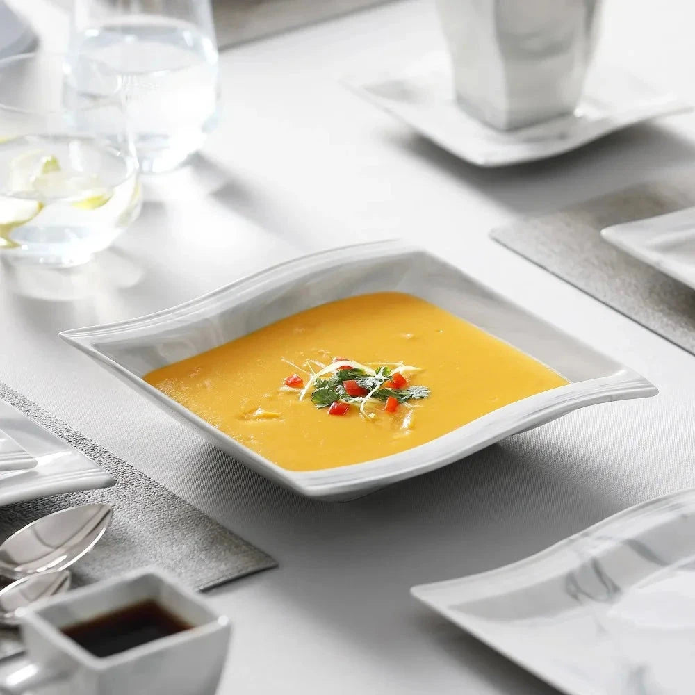 30PCS Marble Porcelain Dinnerware Set Ohberri