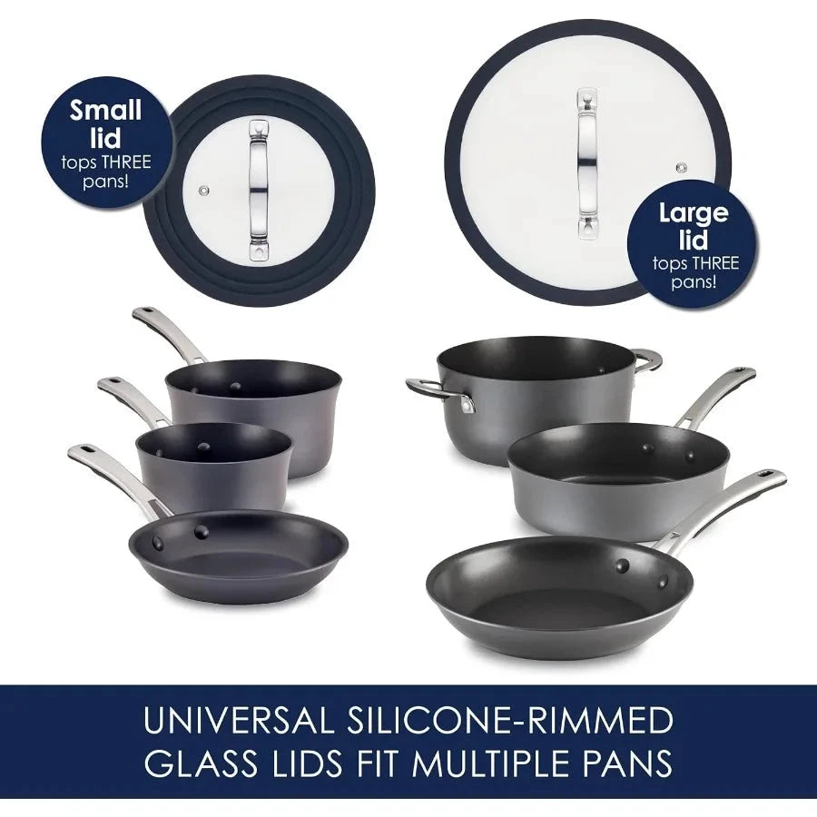 Cook + Create Hard Anodized Nonstick Cookware Pots and Pan Set 10 Piece Black Ohberri