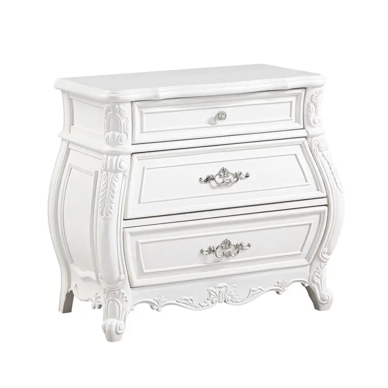 Modern 5-Piece Queen Bedroom Set in Pearl White Wood Finish - Ohberri