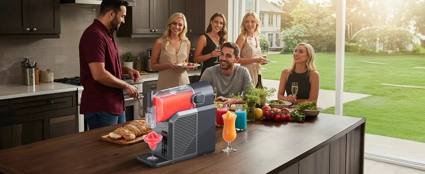 Slushie Machine with Self-Cleaning Function No Ice Needed 7 Preset Programs Ohberri