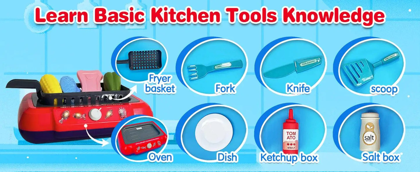 Color Changing Kids Food Fryer Pretend Play Set - Ohberri