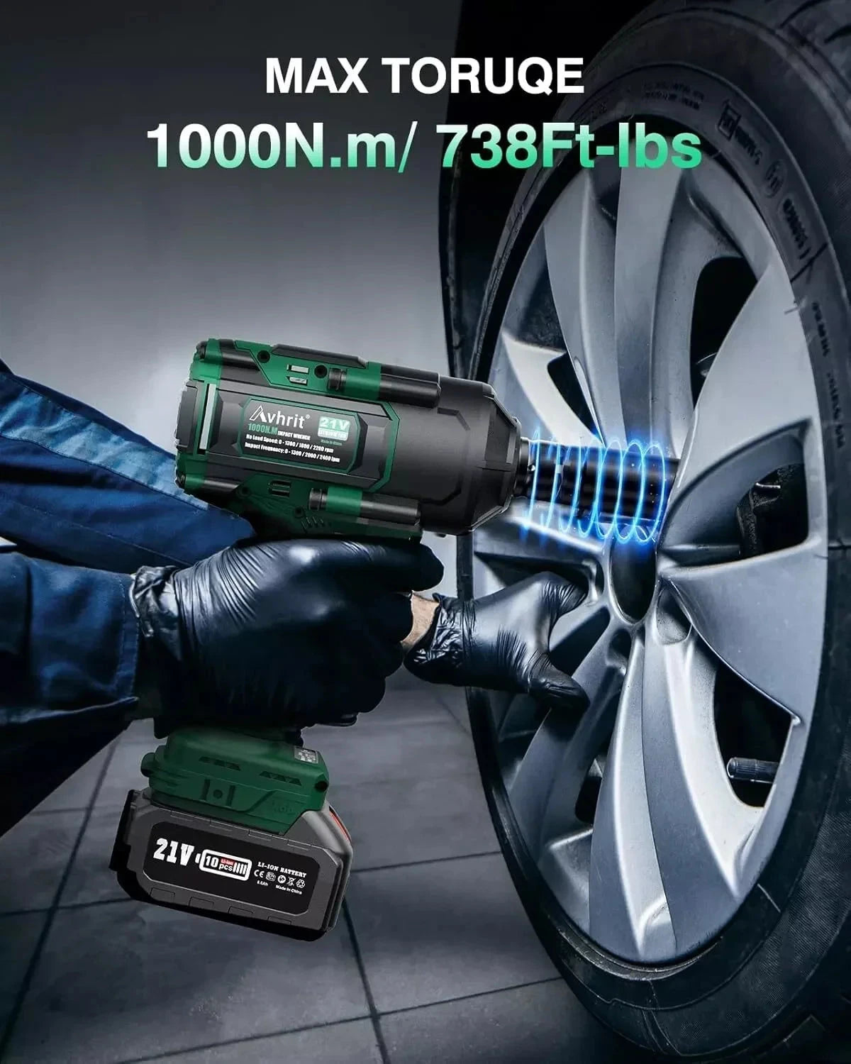 1/2" Cordless Brushless Impact Wrench 1000Nm(738Ft-lbs) w/ 2x5.0Ah Ohberri