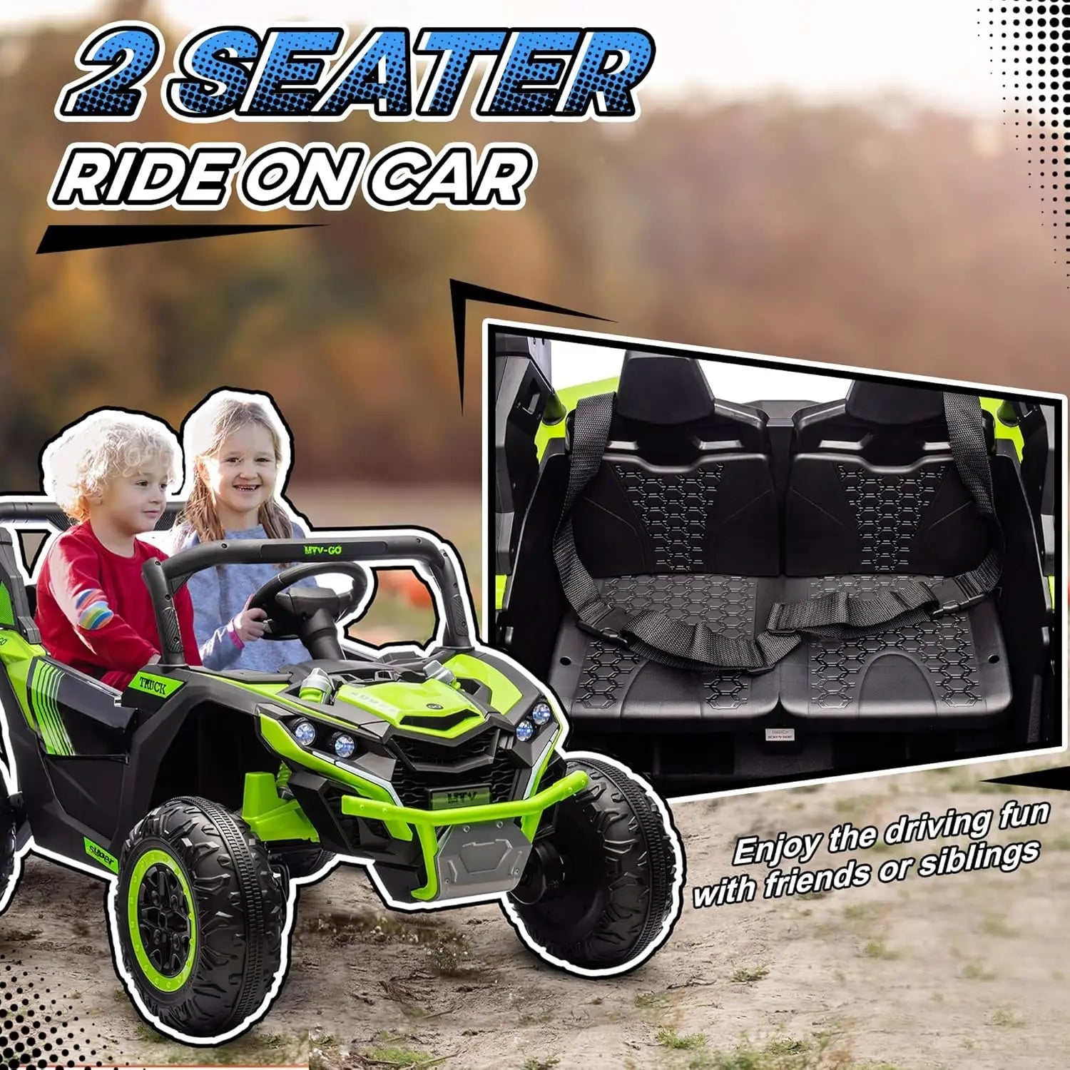 2 Seater Ride on UTV, 24V 7AH Kids Electric Car Ohberri