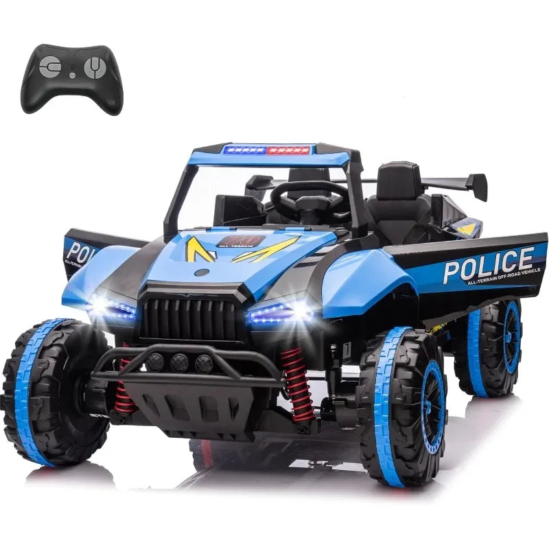 24V Police Car Ride On with Remote Control (Blue) Ohberri