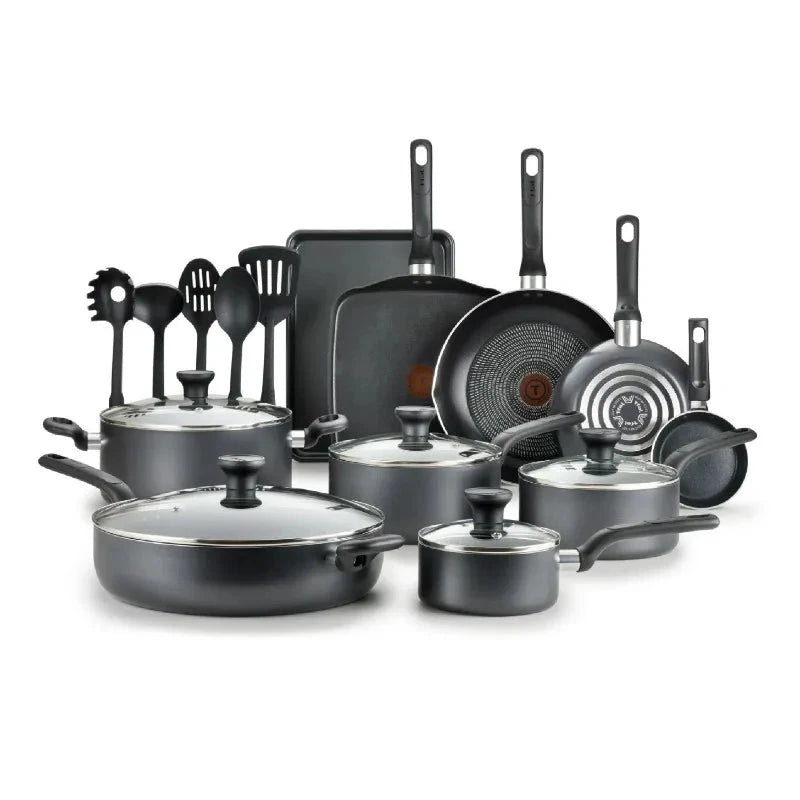 20 Piece Non-Stick Pots and Pans Cookware Set, Grey Ohberri
