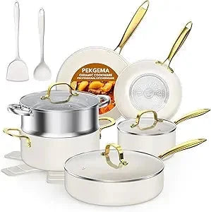 15-Pieces, Pots and Pans Set Non Stick, Oven Safe Non Toxic Cookware Set Ohberri