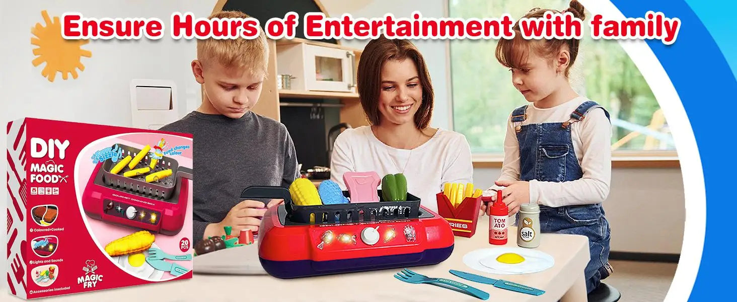 Color Changing Kids Food Fryer Pretend Play Set - Ohberri