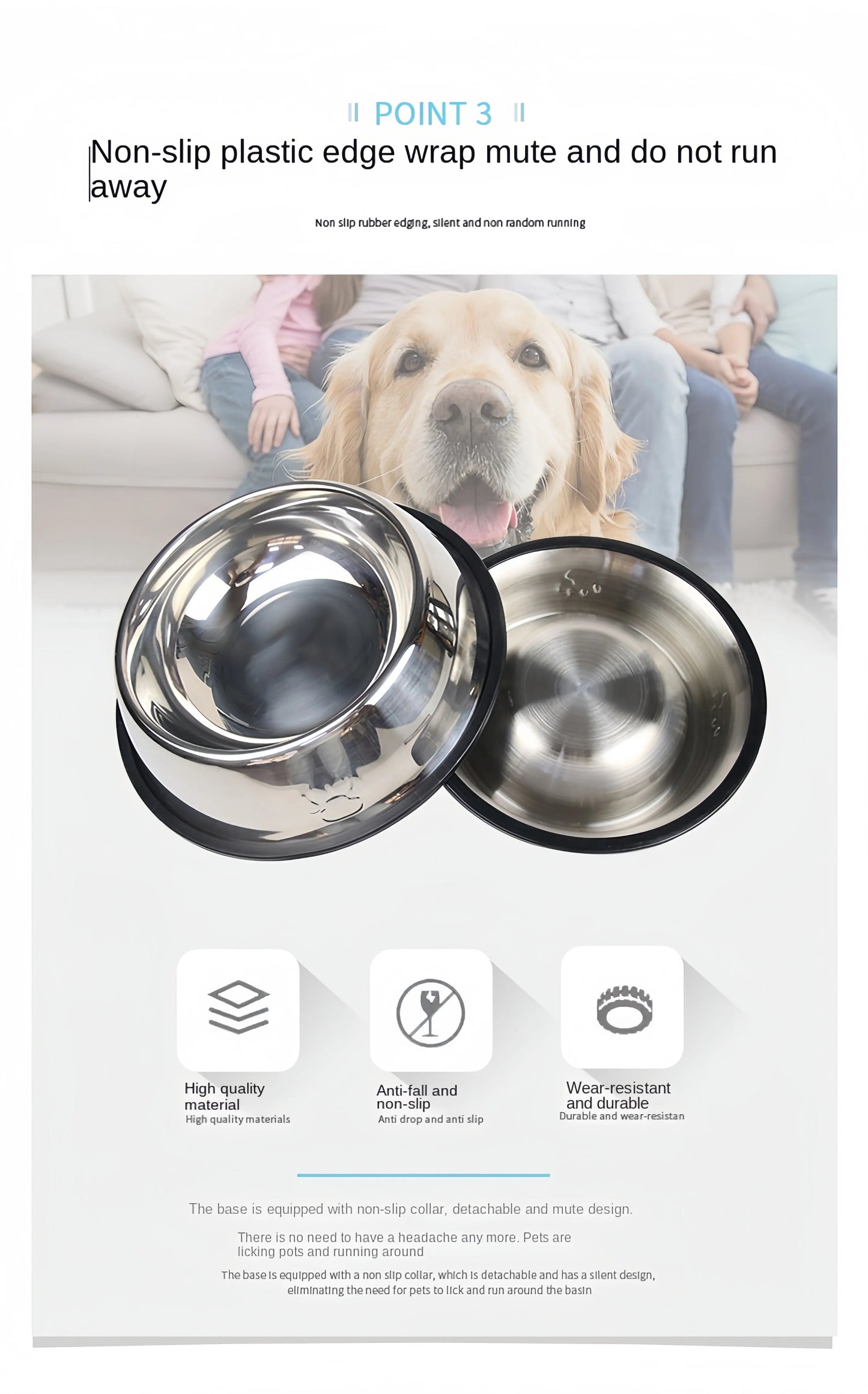 Pet Dog Cat Stainless Steel Bowl Pet Feeding Bowl Cat and Dog Drinking Bowl Metal Feeder Bowl Durable Easy To Clean 6 Sizes Ohberri