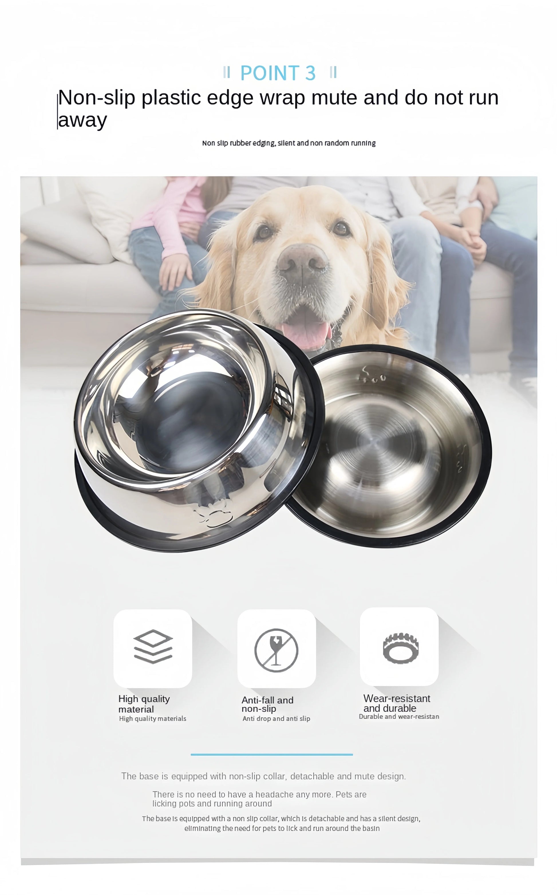 Pet Dog Cat Stainless Steel Bowl Pet Feeding Bowl Cat and Dog Drinking Bowl Metal Feeder Bowl Durable Easy To Clean 6 Sizes Ohberri