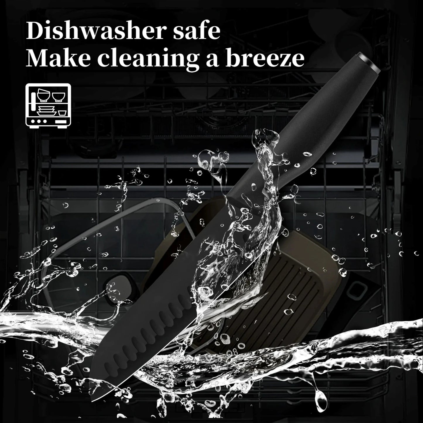 15-piece kitchen stainless steel knife set with knife holder Ohberri