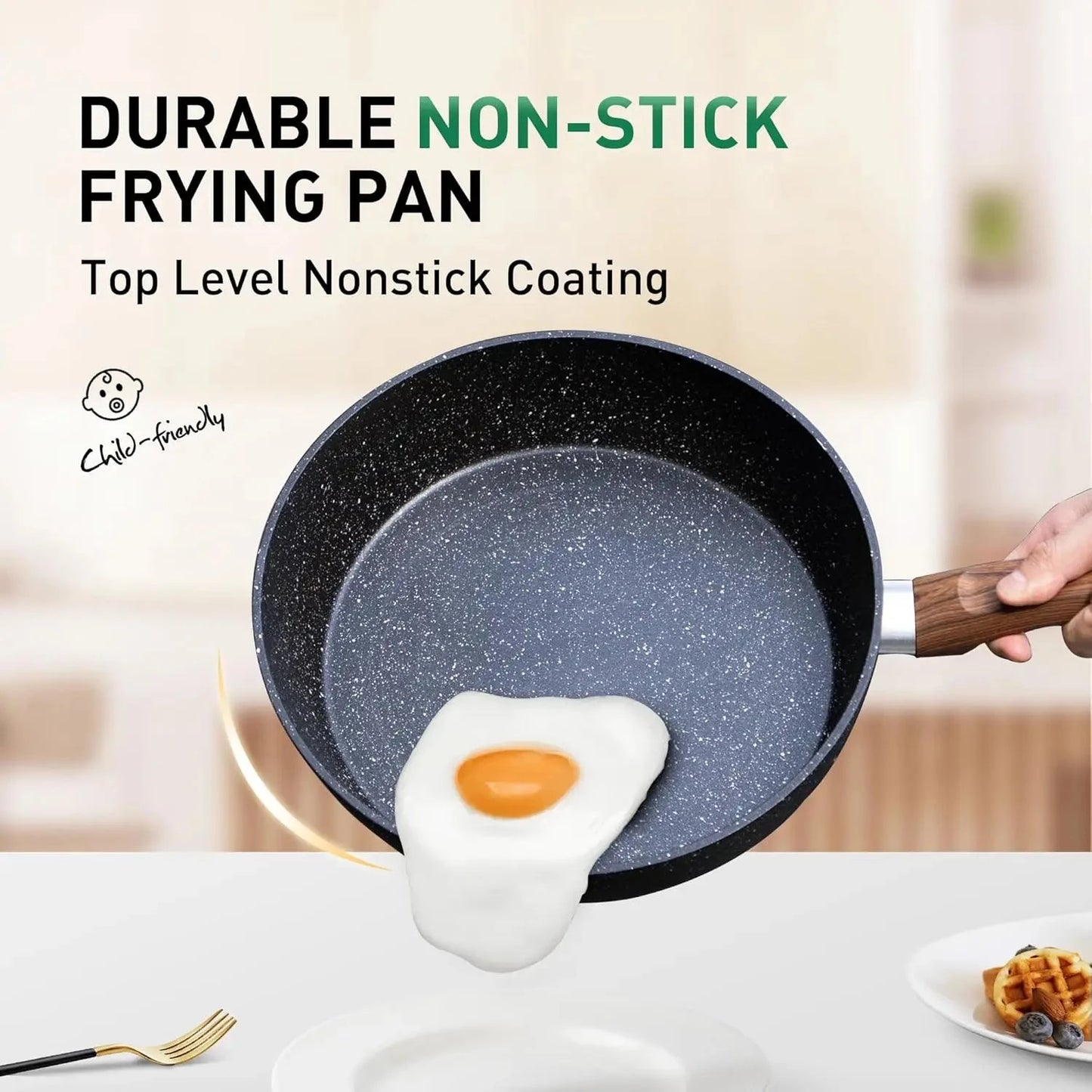 Pots and Pans Set Non Stick, 12 Piece Nonstick Kitchen Cookware Sets, Nonstick Granite Ohberri