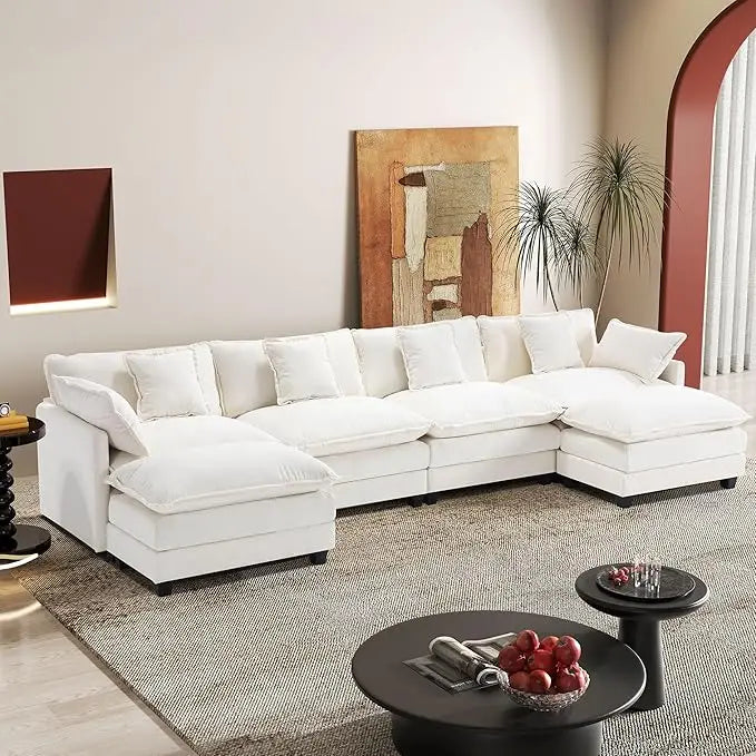 U-Shaped Sectional Sofa – 3-Seater Modern Deep Seat - Ohberri