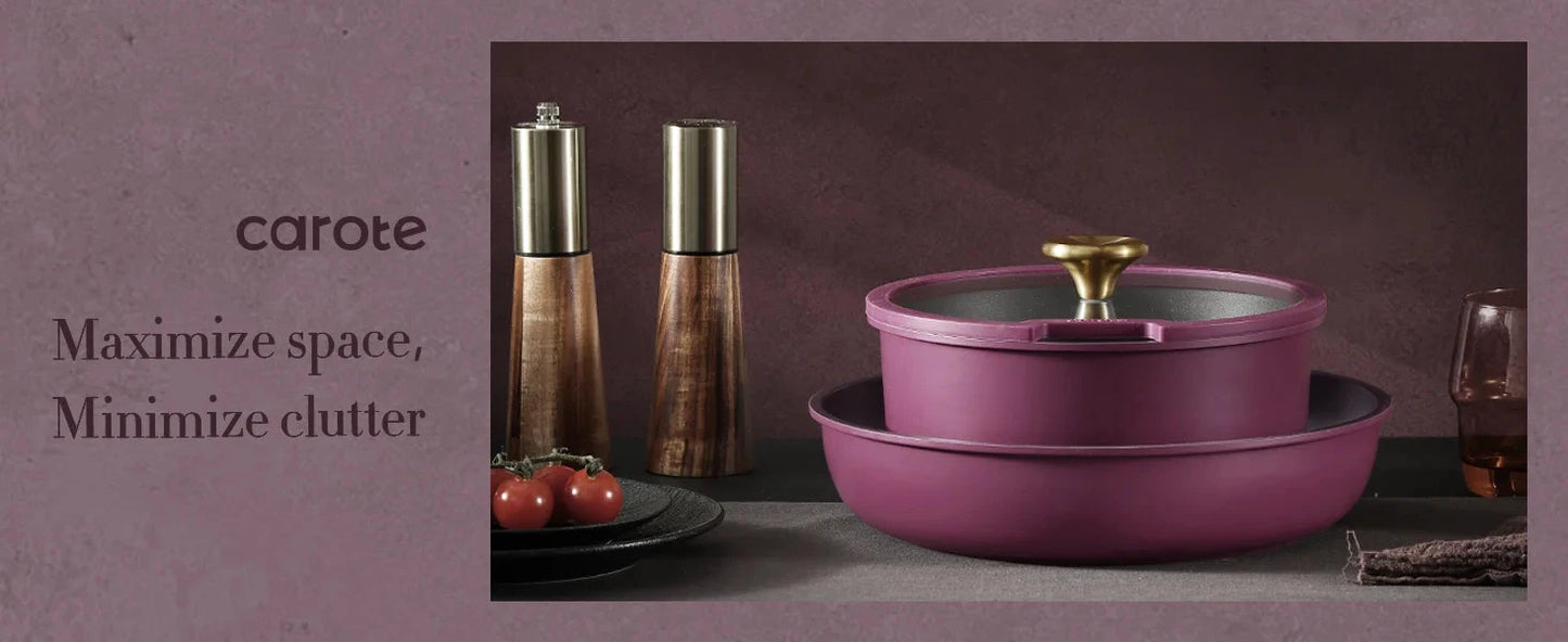 21pcs Pots and Pans Set, Nonstick Cookware Set Detachable Handle, Induction Ohberri