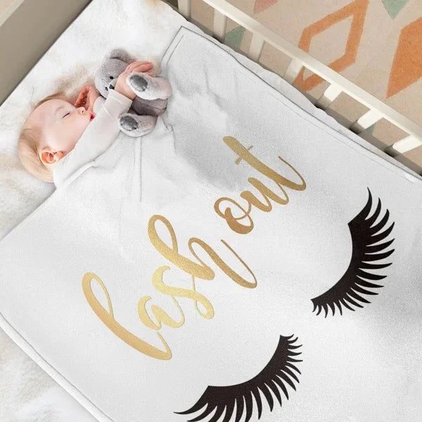 Long Eyelashes Printed Throw Blanket Plush Fluffy Ohberri