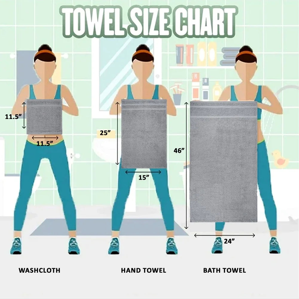 10 Piece Cotton Towel Set Soft Absorbent Bath Towels Durable Washcloths Hand Towels Popcorn Textured Border - Ohberri