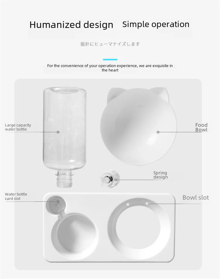 Double Bowl Automatic Watering Pet Anti-overturn Rice Plastic Cat Dog Food Bowl Cats Dogs Pet Tableware Ohberri