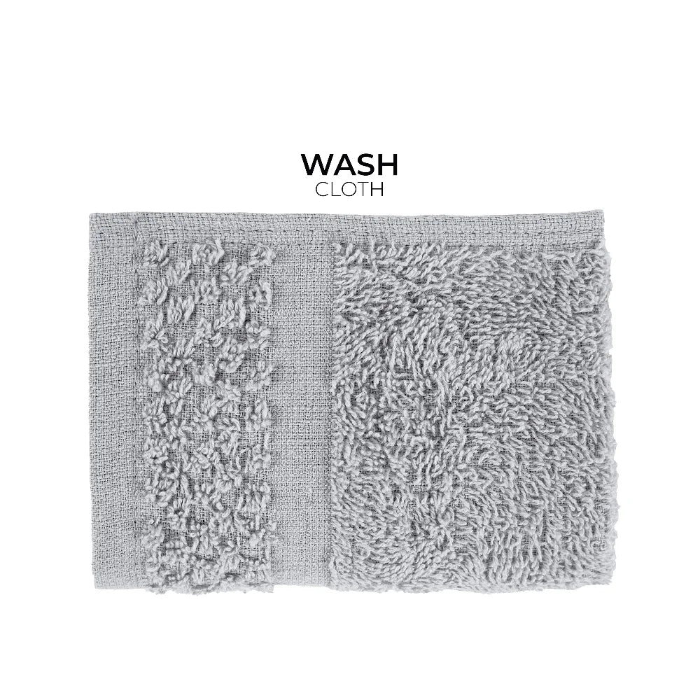 10 Piece Cotton Towel Set Soft Absorbent Bath Towels Durable Washcloths Hand Towels Popcorn Textured Border - Ohberri