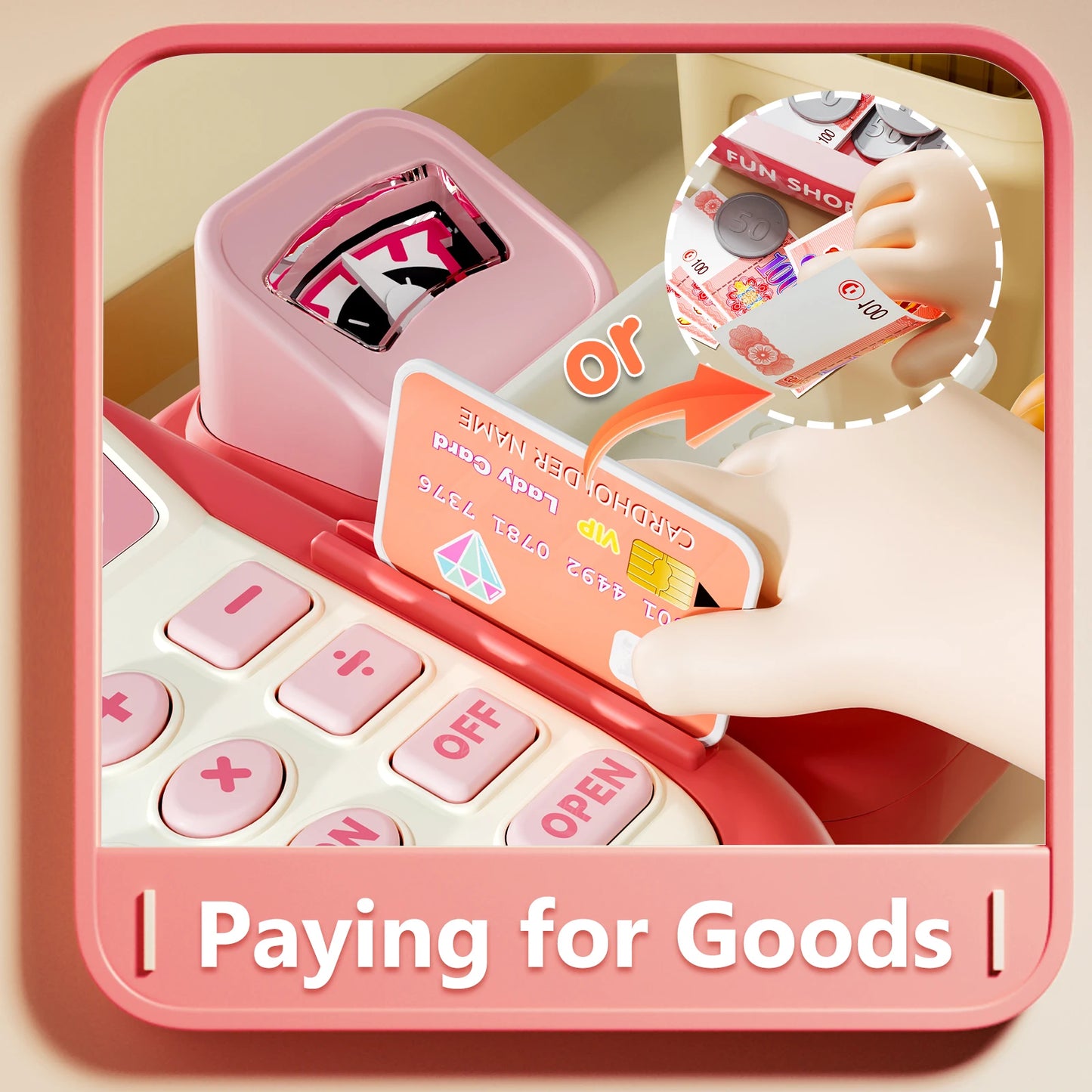 Supermarket Cash Register Electronic Simulation Pretend Play - Ohberri