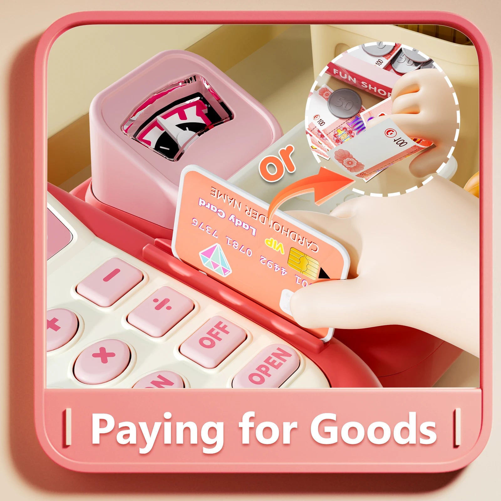 Supermarket Cash Register Electronic Simulation Pretend Play - Ohberri