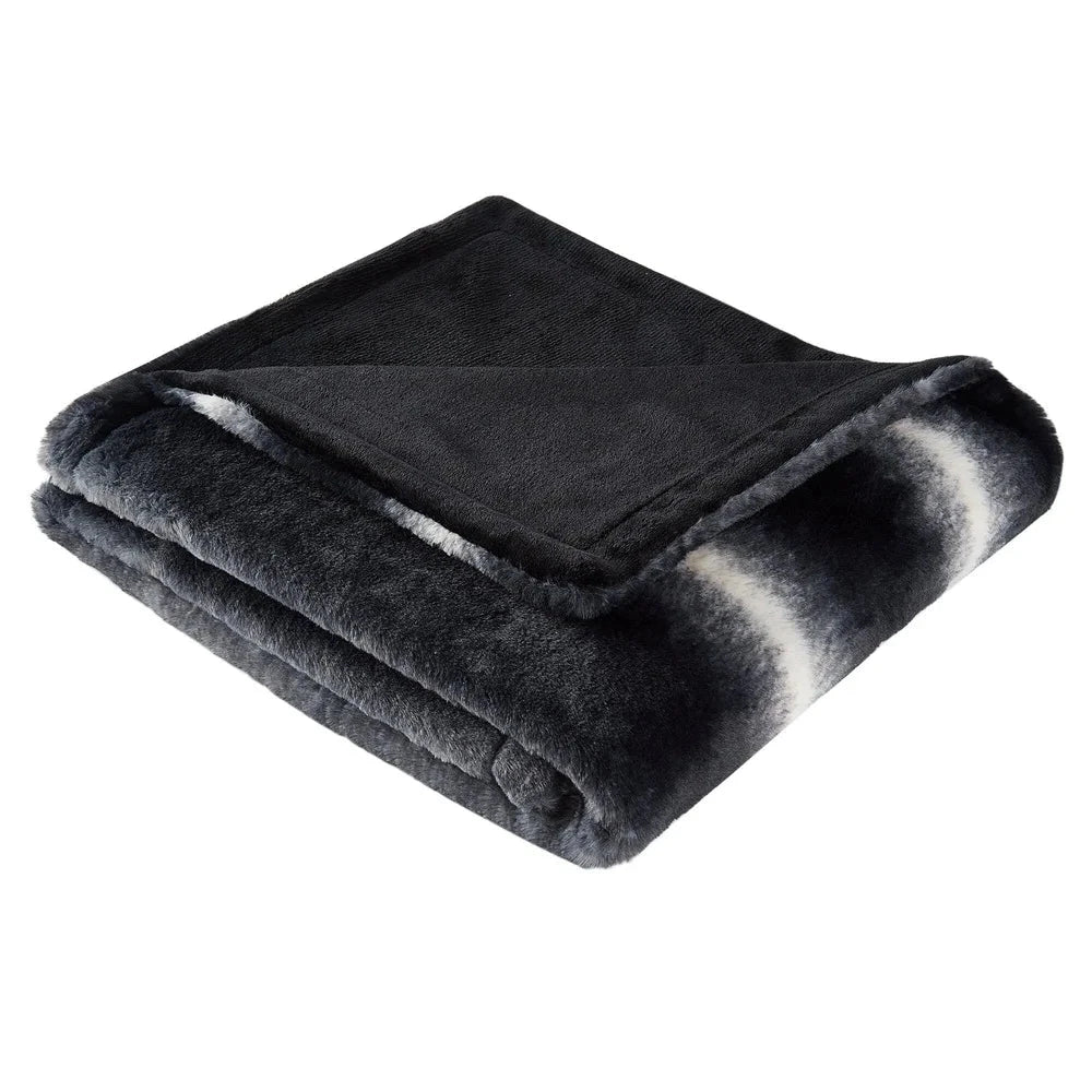 Reversible Plush Fleece Throw Blanket Soft Velvet Ombre Dual Layer Heavyweight Ohberri