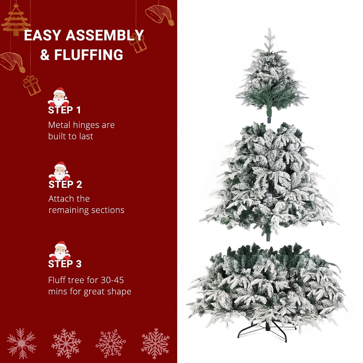 7ft Automatic Tree Structure Single-Sided PVC Material Green Flocking 1687 Branches 450 Lights Warm Color 8 Modes Ohberri