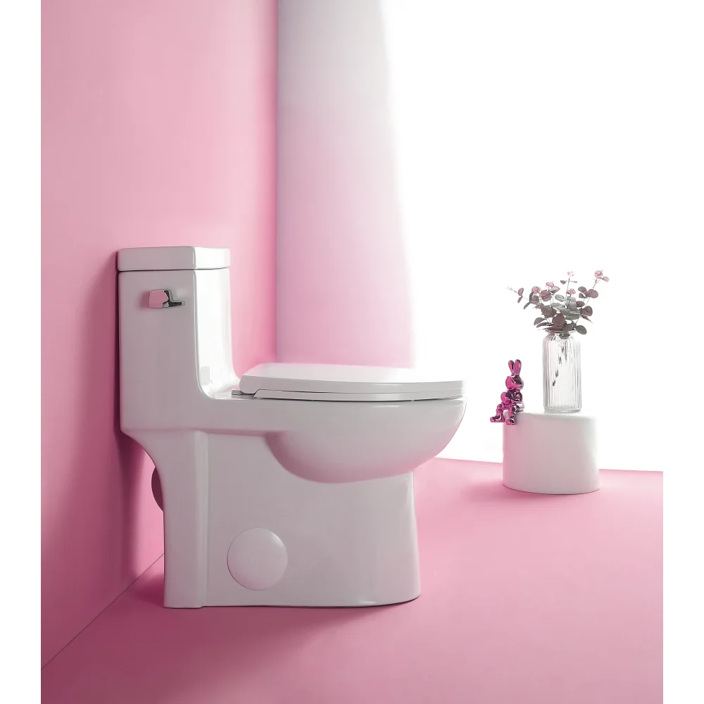 1.28 GPF Single-flush One Piece Toilet, Water-Saving Elongated Ohberri