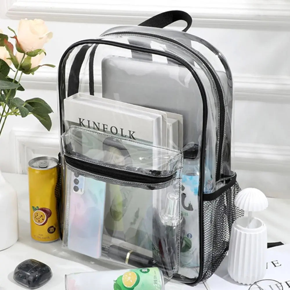 Transparent PVC Outdoor Sports Fitness Knapsack Casual Travel Visible Backpack Large Capacity Waterproof Shoulders Bag - Ohberri