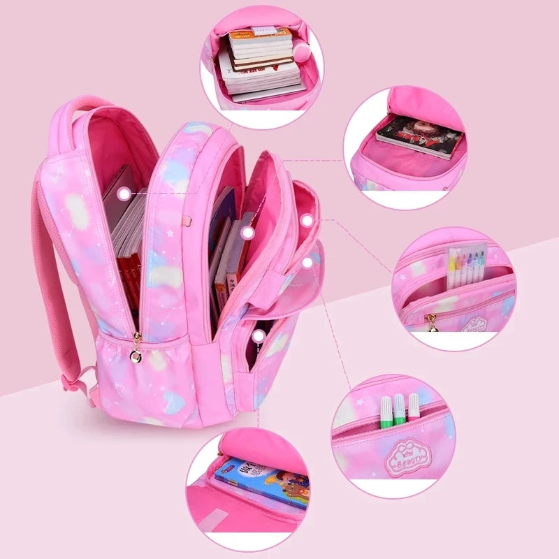 Children Girl Backpack School Bag Pink For Kid Child Teenage Schoolbag Primary Kawaii Cute Waterproof - Ohberri
