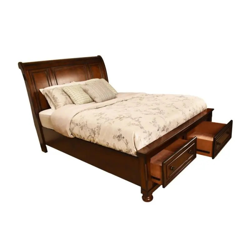 Queen 4 Piece Bedroom Set Made With Wood in Dark Walnut,For Bedoom - Ohberri