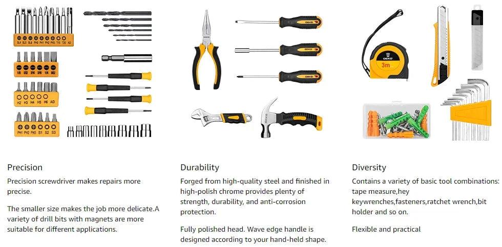 DEKO 126 Piece Power Tool Combo Kits with 8V Cordless Drill, 10MM 3/8'' Ohberri