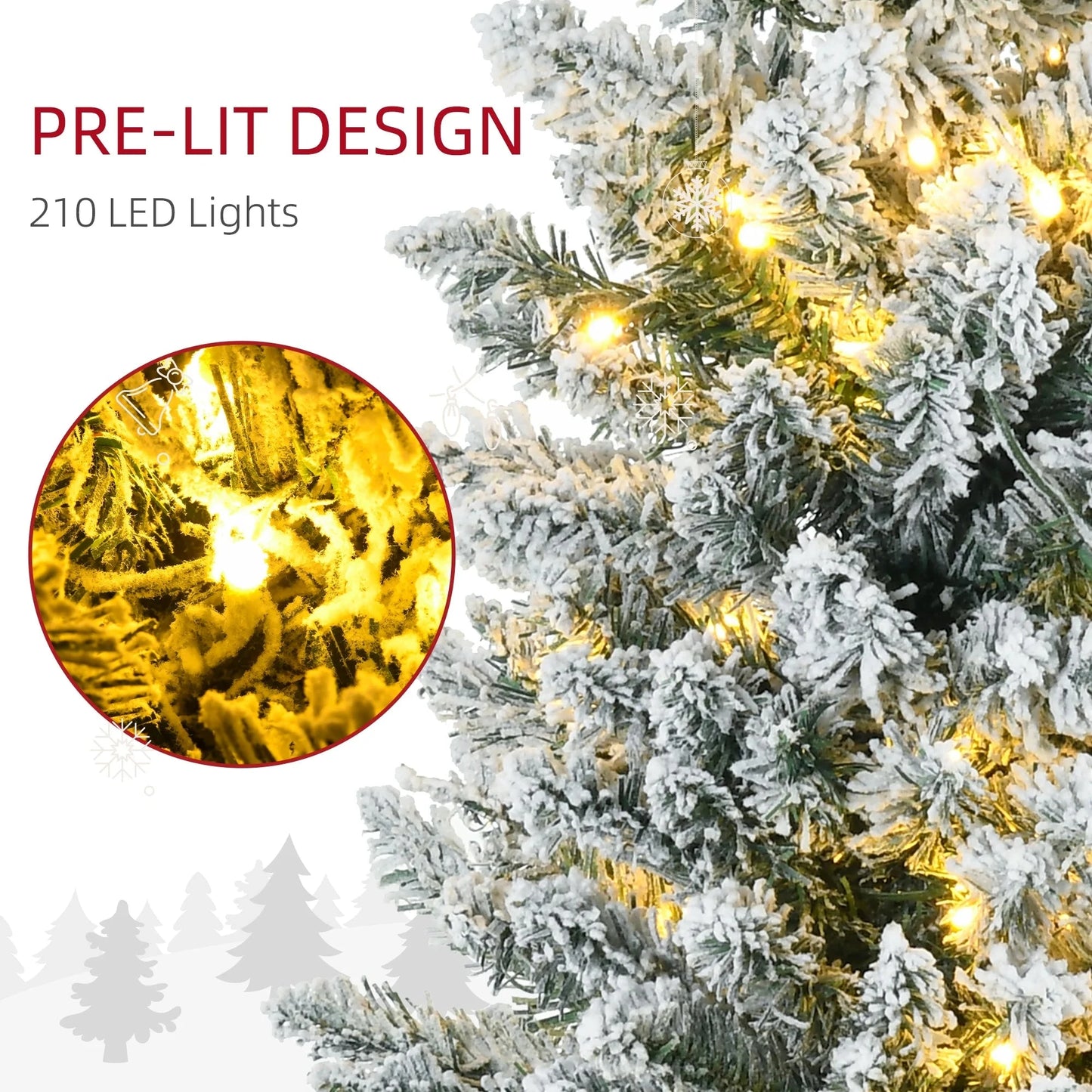 7' Prelit Artificial Christmas Tree with Warm White Led Lights, Green Ohberri