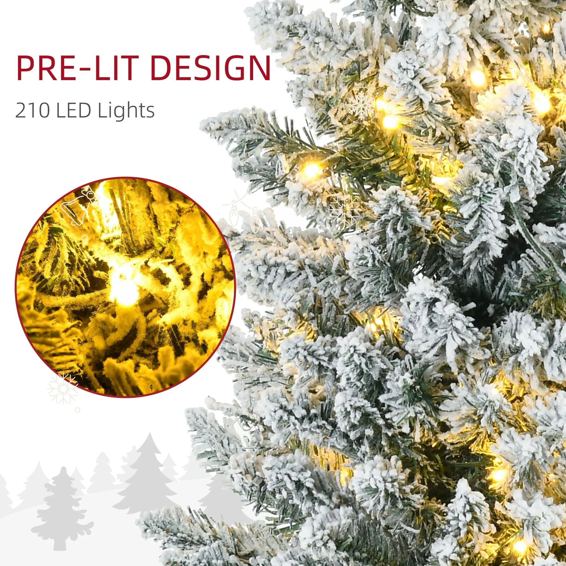 7' Prelit Artificial Christmas Tree with Warm White Led Lights, Green Ohberri