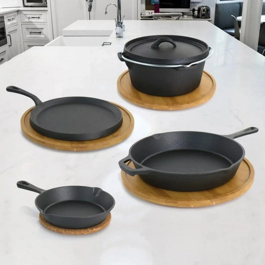 5-Piece Cast Iron Cookware Set, Non-Stick Pots & Pans for Oven, Stovetop & Grill Ohberri
