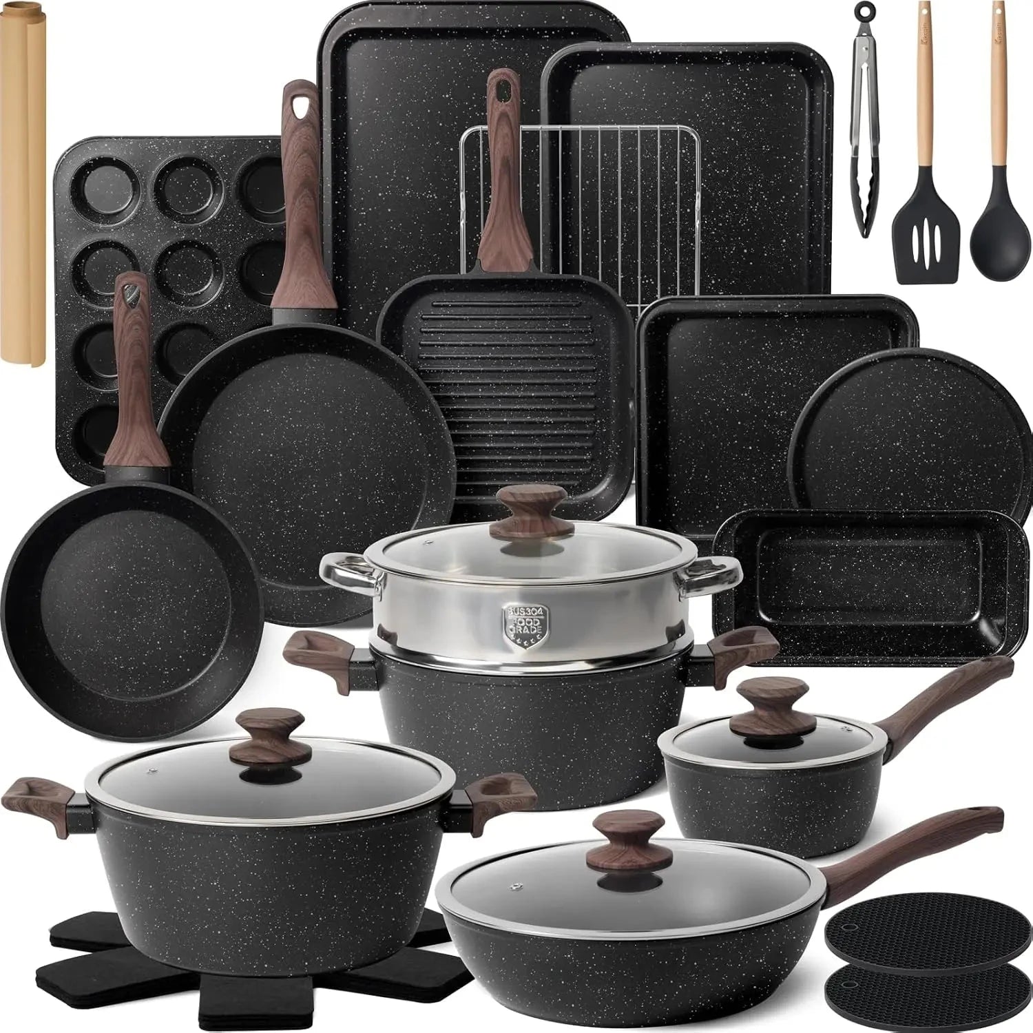 Non Stick 31 Piece Kitchen Nonstick Cooking Cookware Sets Ohberri