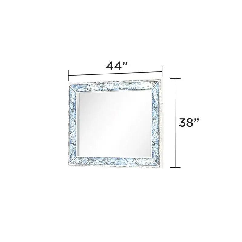 Modern Style 4 Piece Queen Upholstered Bedroom Set with Wood and Crystal Accents in White - Ohberri