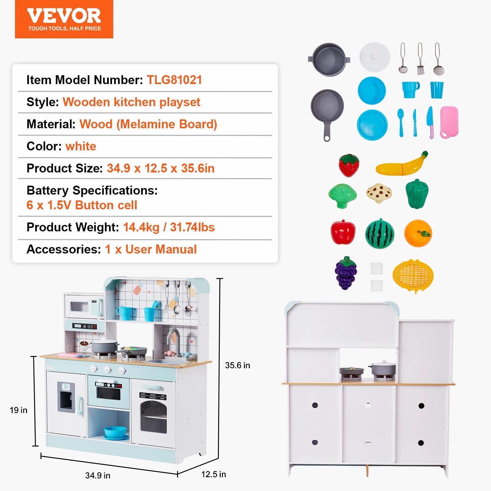 Kitchen Play Set Simulated Cooking Food Tableware - Ohberri