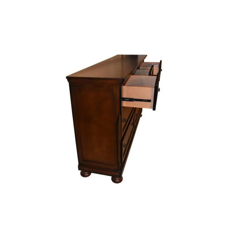 Queen 4 Piece Bedroom Set Made With Wood in Dark Walnut,For Bedoom - Ohberri