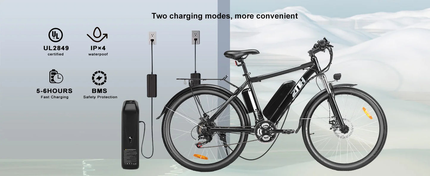 1000W Motor Peak 48V Electric Bike 26 inch Electric Mountain Bike 50Miles Range 20MPH - Ohberri