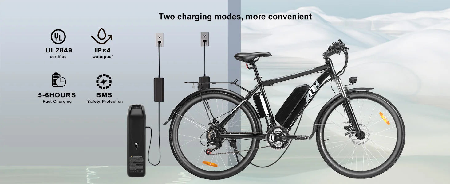 1000W Motor Peak 48V Electric Bike 26 inch Electric Mountain Bike 50Miles Range 20MPH - Ohberri