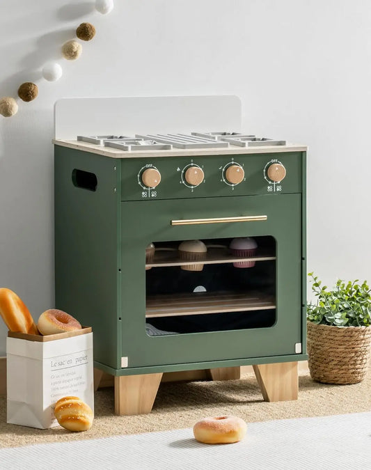 Wooden Toy Oven Kitchen Set Vintage Green - Ohberri